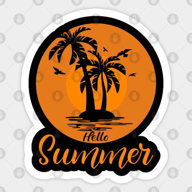 Hello Summer Beach Shirt Gift Sticker by Teeartspace